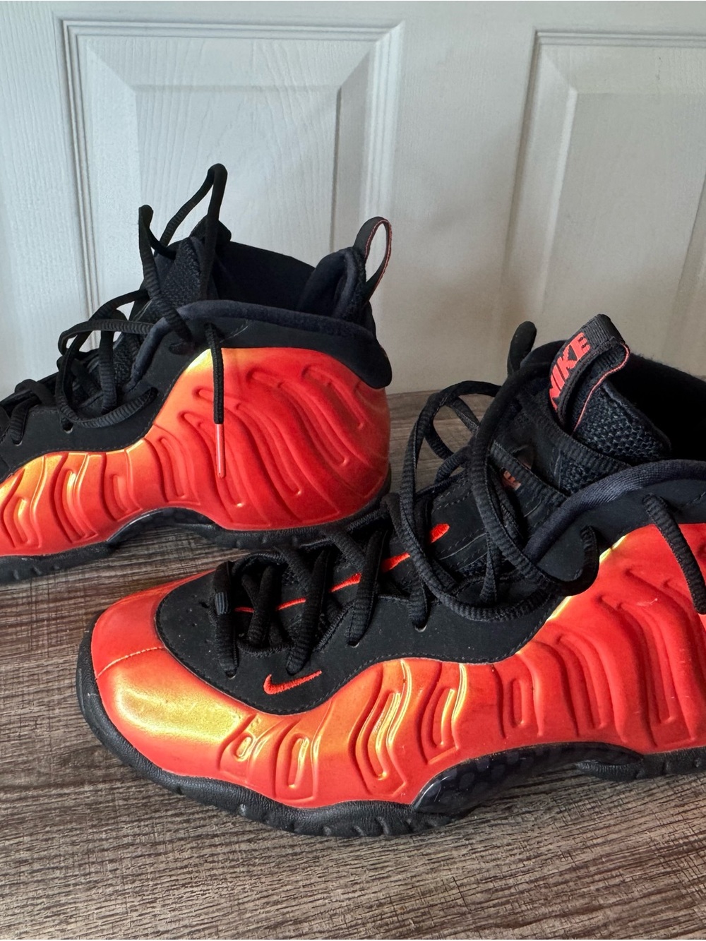 Nike Little Posite One (GS) Kids' Orange and Black Foamposite Style Sneakers
